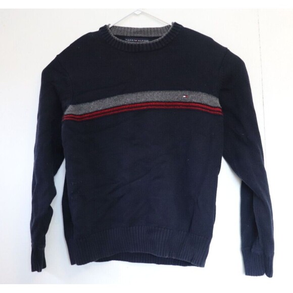 Tommy Hilfiger Sweater Mens‎ M Blue Crewneck Wool Blend Office Preppy Academia - Picture 1 of 8